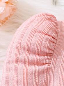 SHEIN Cô Gái Trẻ Ống tay áo Đồ đan Ribbed Đầm Với thắt lưng - Hồng - Xem 5