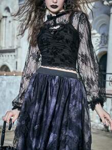 ROMWE Goth Mùa vụ Lưới Áo Không có áo Top Cami - màu đen - Xem 5