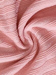 SHEIN Cô Gái Trẻ Ống tay áo Đồ đan Ribbed Đầm Với thắt lưng - Hồng - Xem 7