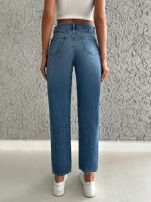 EURMUSE Cat Whisker Washed Cropped Jeans - Medium Wash - View 2
