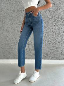 EURMUSE Cat Whisker Washed Cropped Jeans - Medium Wash - View 4