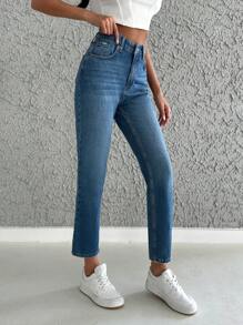 EURMUSE Cat Whisker Washed Cropped Jeans - Medium Wash - View 5