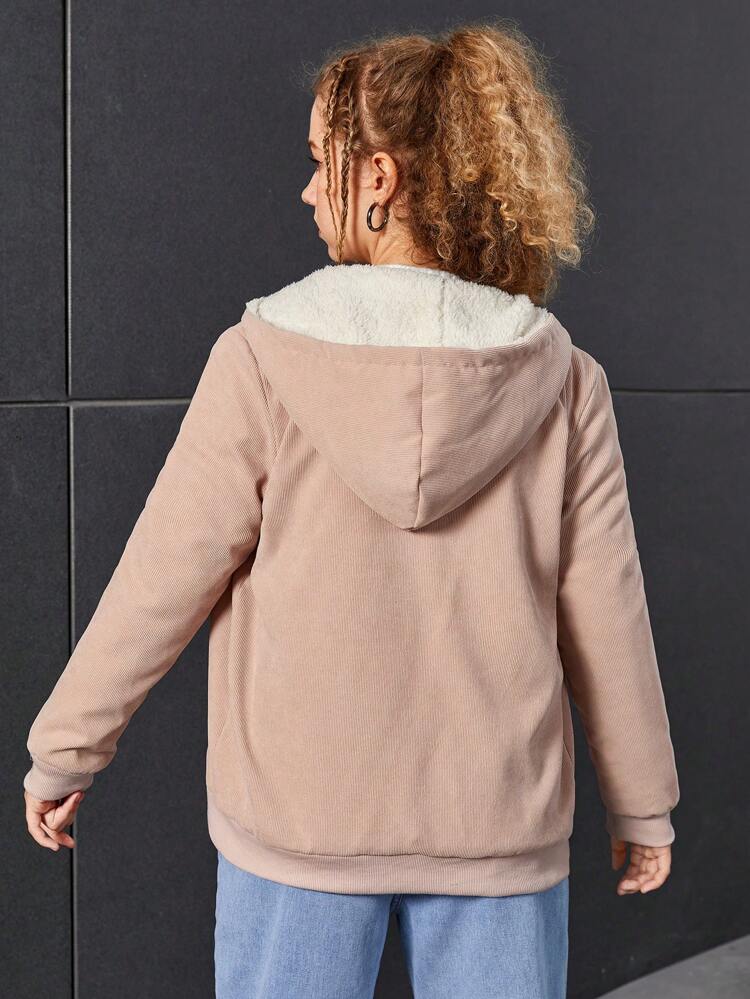 Teen Girl Star Pattern Zip Up Hooded Jacket