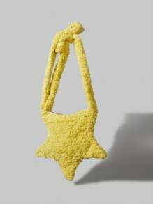 ROMWE Kawaii 女士纯色简约单肩包，休闲日常使用收纳袋 - 黃色 - 查看 2