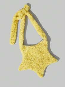 ROMWE Kawaii 女士纯色简约单肩包，休闲日常使用收纳袋 - 黃色 - 查看 3