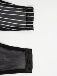 SHEIN Unity Geo Print Sheer Bodysuit & Skirt Two Pieces Set - Black and White - View 6