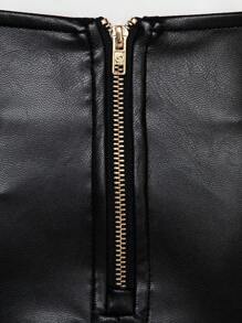 Denimoi 带扣 PU 皮革上衣和裙子两件套 - 黑色 - 查看 8