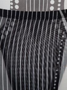 SHEIN Unity Geo Print Sheer Bodysuit & Skirt Two Pieces Set - Black and White - View 8