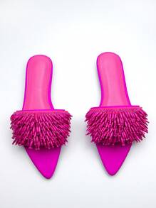 時尚,休閒,舒服的,串珠和刺繡粉色的流蘇女性平底涼鞋,手工製作 - 玫紅色 - 查看 3