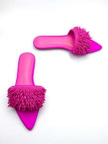 時尚,休閒,舒服的,串珠和刺繡粉色的流蘇女性平底涼鞋,手工製作 - 玫紅色 - 查看 5