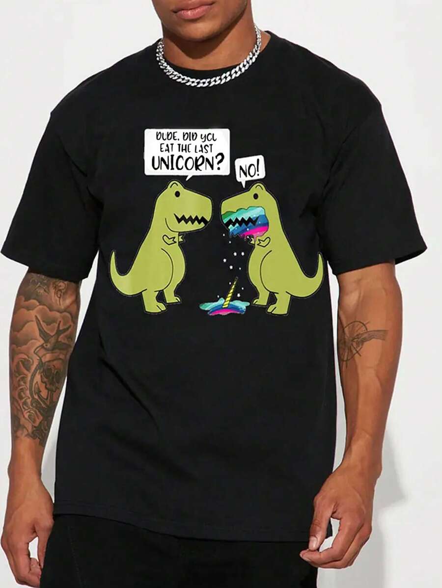 Áo thun Nam Hoạt hình Slogan Giải trí - màu đen - Xem 1