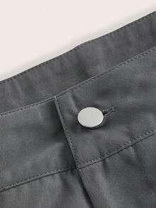 SHEIN ICON Zipper Pocket Side Skirt - Grey - View 6