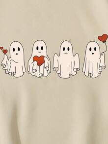 Manfinity Dauomo Áo nỉ lót nhiệt in hình ma quỷ dành cho nam, dành cho lễ Halloween - Màu be - Xem 3