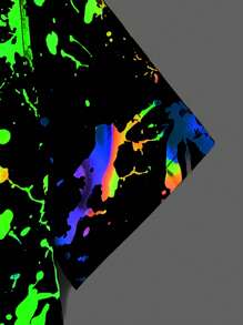 Manfinity VCAY Camicia a maniche corte con bottoni riflettente per uomo con stampa splash di inchiostro, camicia colorata a graffito glitterata