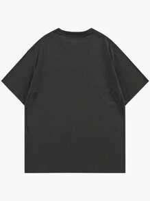 ROMWE MEN Grunge Punk Camiseta Gráfica Para Hombres Con Esqueleto Y Eslogan