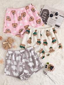 3 chiếc quần short ngủ Pyjama đồ họa hoạt hình - Nhiều màu - Xem 1