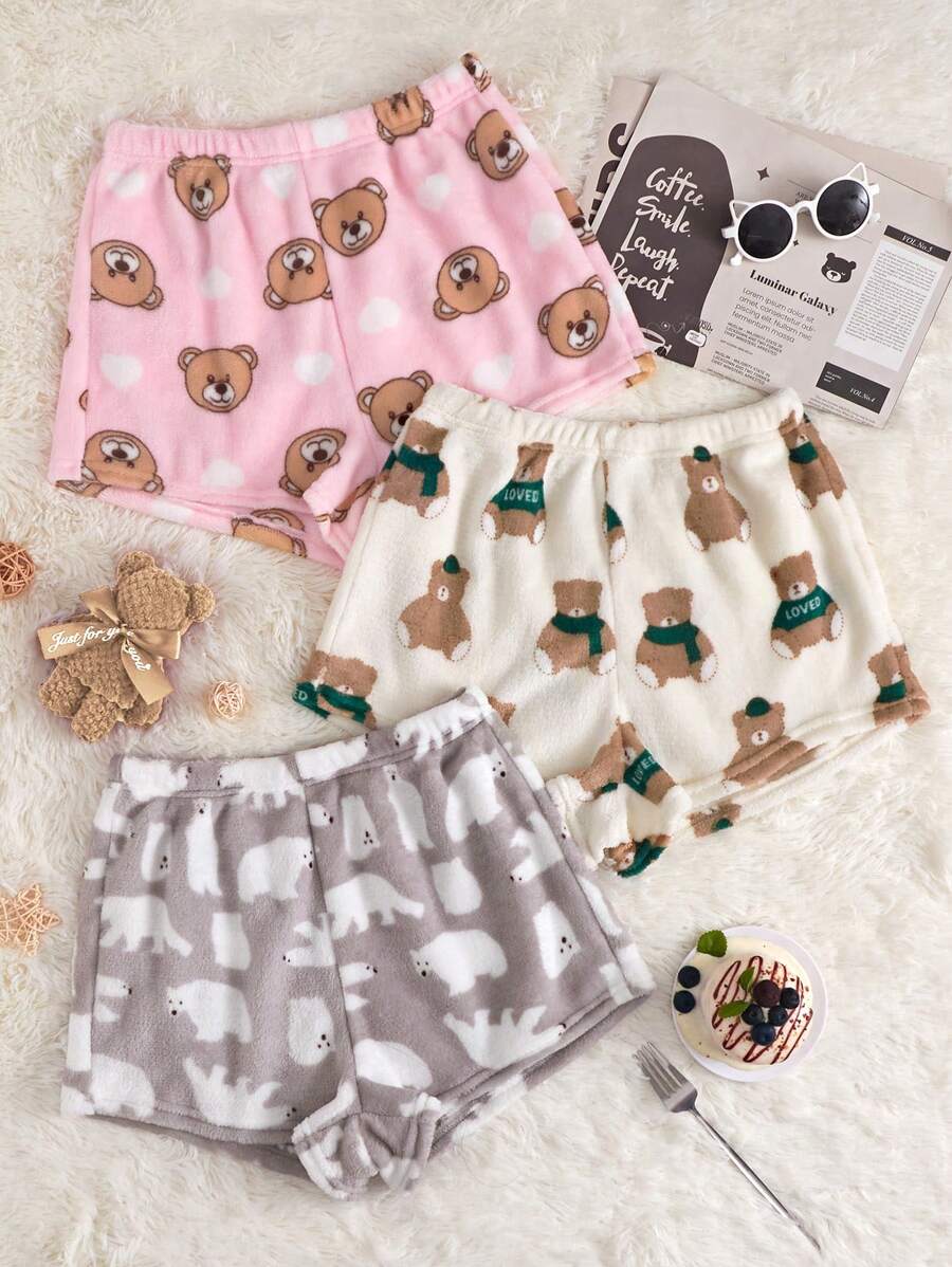 3 chiếc quần short ngủ Pyjama đồ họa hoạt hình - Nhiều màu - Xem 1