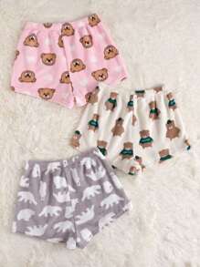 3 chiếc quần short ngủ Pyjama đồ họa hoạt hình - Nhiều màu - Xem 2