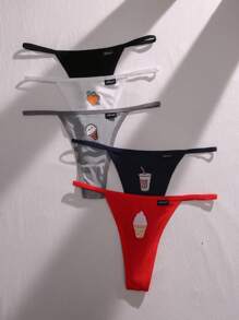 5pack Cartoon Graphic Thong - Multicolor - View 1