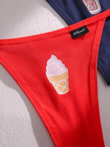 5pack Cartoon Graphic Thong - Multicolor - View 3