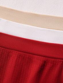 3pcs Solid Ribbed Knit Boyshorts - Multicolor - View 3