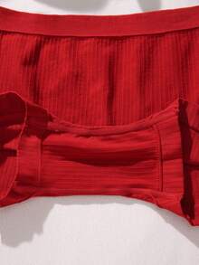 3pcs Solid Ribbed Knit Boyshorts - Multicolor - View 4