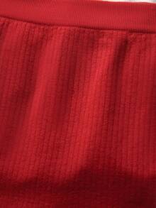 3pcs Solid Ribbed Knit Boyshorts - Multicolor - View 5