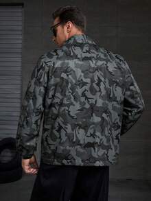 GENTILAND 宽松版型男式加大码迷彩印花字母图案拉链夹克 - 彩色 - 查看 2