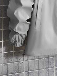 Manfinity VCAY Loose Fit Men's Plus Size Cartoon Printed Zip Closure Hoodie, For Fall Winter - Grey - View 3