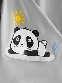 Manfinity VCAY Loose Fit Men's Plus Size Cartoon Printed Zip Closure Hoodie, For Fall Winter - Grey - View 4