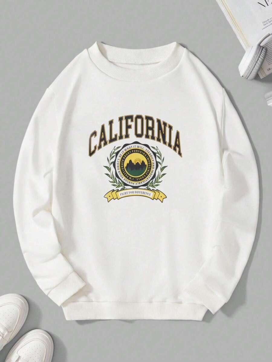 RueChic Men Letter Graphic Sweatshirt - White - View 1