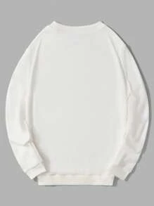 RueChic Men Letter Graphic Sweatshirt - White - View 2