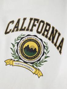 RueChic Men Letter Graphic Sweatshirt - White - View 3