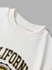 RueChic Men Letter Graphic Sweatshirt - White - View 6