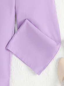 兒童女孩植物印花細肩帶連身褲 - 紫色 - 查看 4