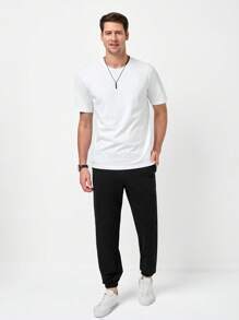 RueChic Men Cartoon And Letter Graphic Tee & Pants - Black and White - View 4