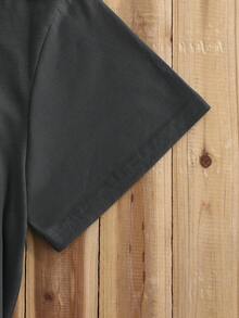 SHEIN LUNE Đồ họa Chữ cái Áo thun - Màu xám đen - Xem 4