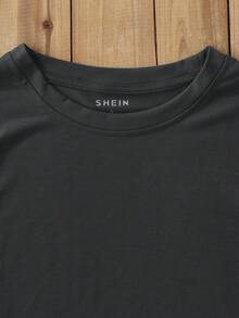 SHEIN LUNE Đồ họa Chữ cái Áo thun - Màu xám đen - Xem 5