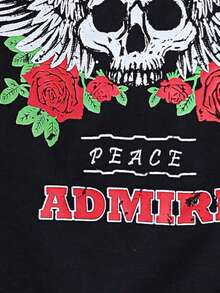 SHEIN Unity Skull & Letter Graphic Drop Shoulder Tee - Black - View 7