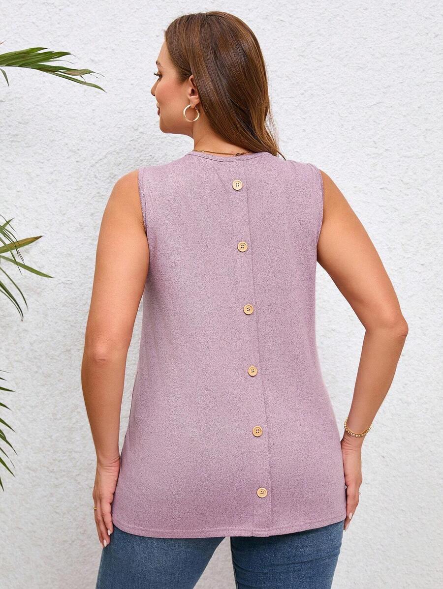 SHEIN LUNE Talla grande Top tank con botón trasero