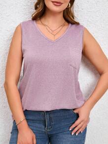 SHEIN LUNE Talla grande Top tank con botón trasero