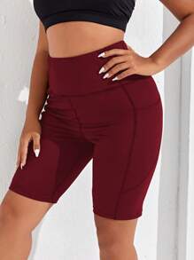 Easithlete 大碼高彈力寬版腰帶運動短褲帶手機袋 - 酒紅色 - 查看 3