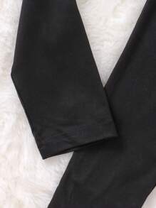 SHEIN Cô gái Tween 2 Miếng Chất rắn Thắt lưng băng rộng Xà cạp - màu đen - Xem 3