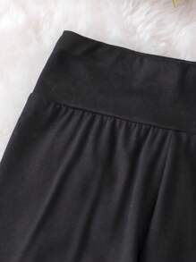 SHEIN Cô gái Tween 2 Miếng Chất rắn Thắt lưng băng rộng Xà cạp - màu đen - Xem 4