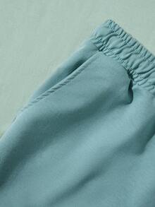 RueChic Nam Bản in nhiệt đới Áo thun & Eo dây rút Quần short - màu xanh lá - Xem 4