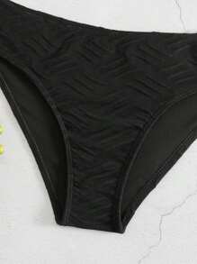 純色頸掛比基尼套裝 - 黑色 - 查看 3