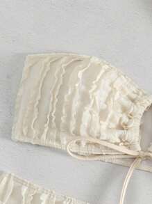 Tie Front Bandeau Bikini Set For Summer Beach Vacation - Beige - View 5