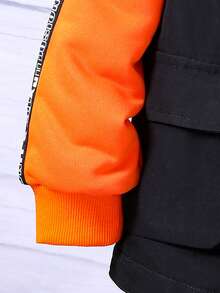 SHEIN Young Boy 3pcs Flap Pocket Vest Jacket & Contrast Tape Side Hoodie & Pants Set - Multicolor - View 5