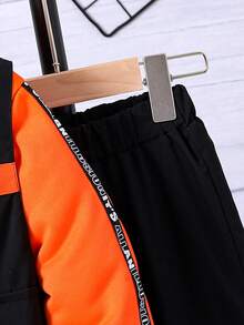 SHEIN Young Boy 3pcs Flap Pocket Vest Jacket & Contrast Tape Side Hoodie & Pants Set - Multicolor - View 8