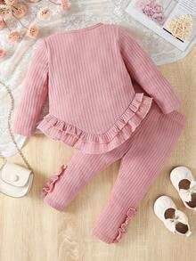2 bộ trang phục mùa thu viền ren màu hồng cho bé gái, vải thoải mái và thoáng khí, thích hợp để mặc thường ngày, mặc hàng ngày, đi nghỉ, tiệc tùng và sinh nhật - Bụi hồng - Xem 2